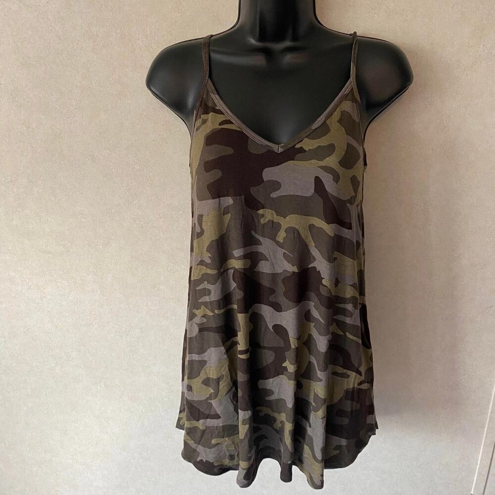 Zenana Outfitters Camouflage Print Reversible Spaghetti Cami Tank top Dress SMAL - Picture 2 of 5